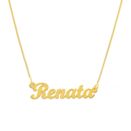 Corrente Com Nome Personalizado Folheado a Ouro 18k