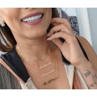 Corrente Com Nome Personalizado Folheado a Ouro 18k